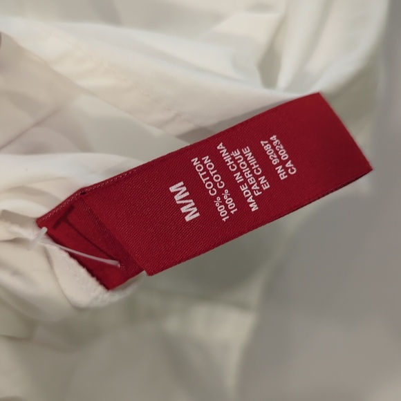 Saks Fifth Ave White Cotton Tie Front Blouse Top Embroidered Button Back size M - Picture 5 of 11